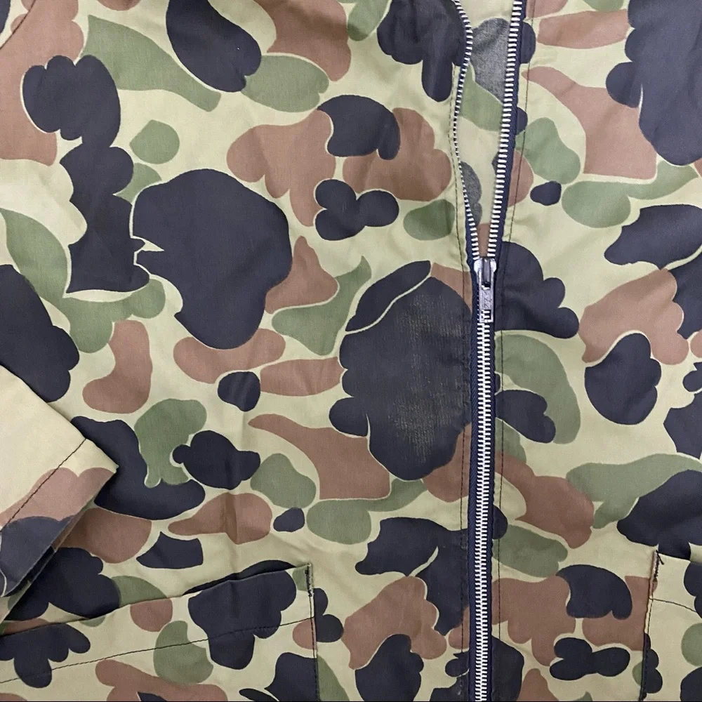 Mens vintage 80s military hunting full zip camouflage windbreaker jacket sz L - Picture 4 of 5
